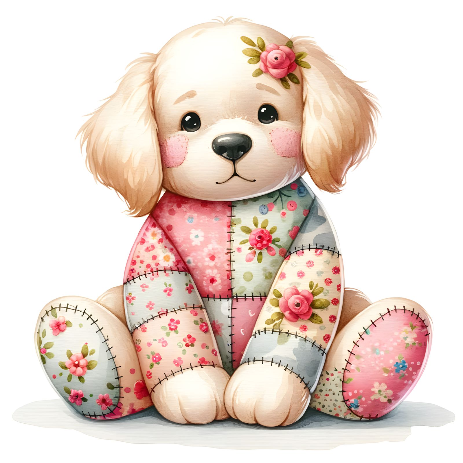 Whimsical Floral Patchwork Nursery Dog