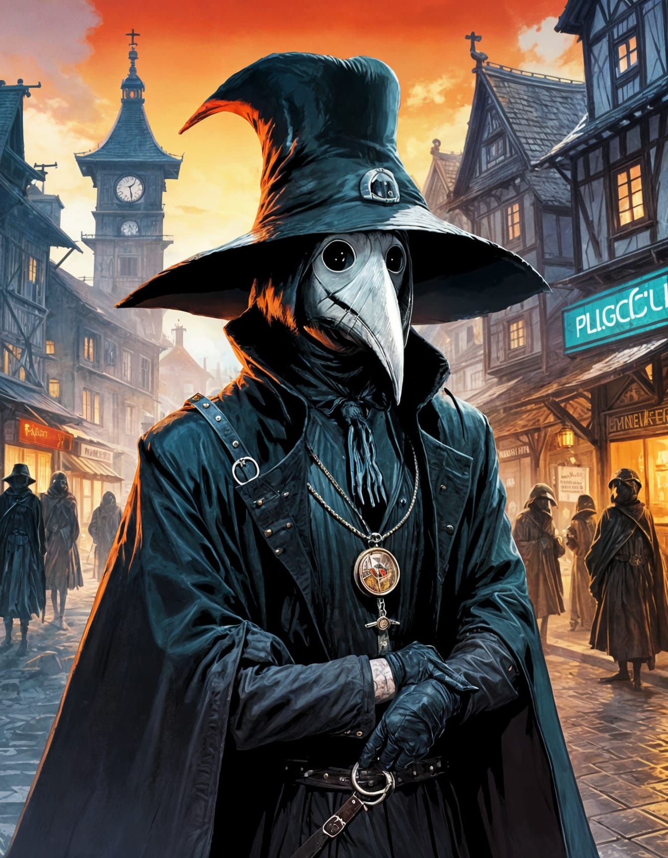 Emo Punk Plague Doctor in Anime Style