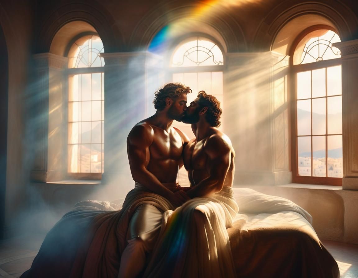 Passionate Kiss Between Greek Gods: Renaissance Style