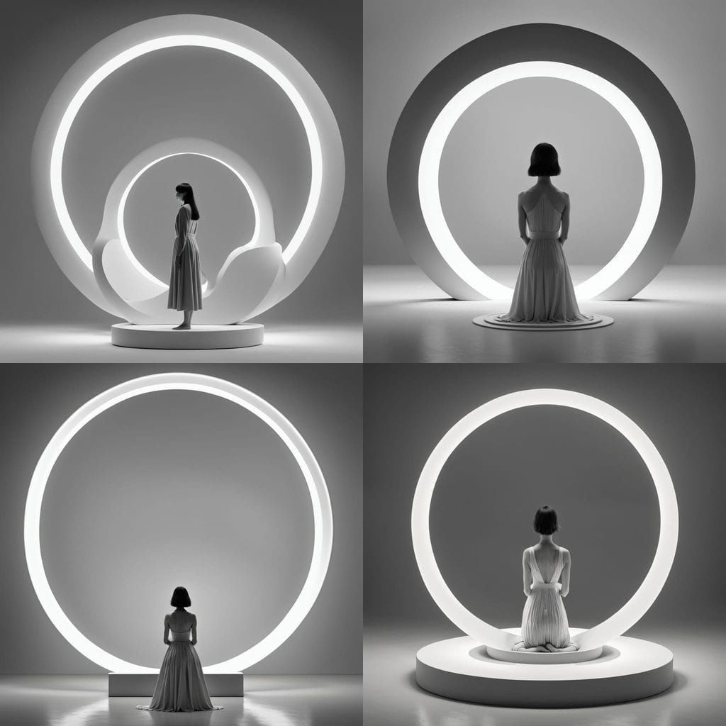 Futuristic Sculpture in Monochromatic Void