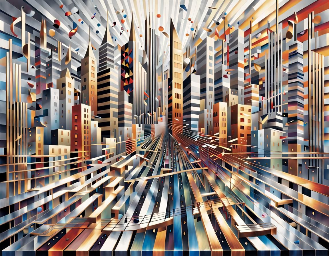 Kinetic Cityscape in Yaacov Agam Style