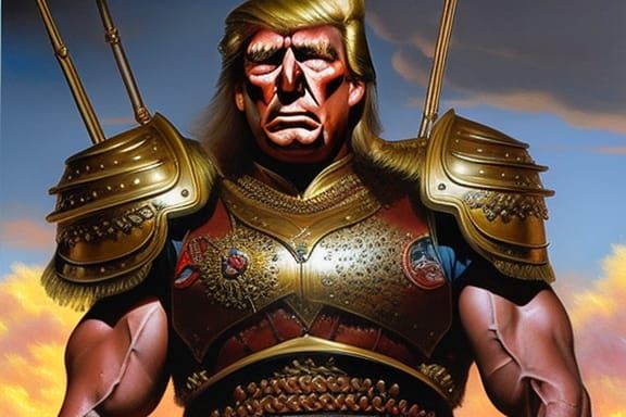 Donald Trump Warrior Portrait in Fantasy Art Style