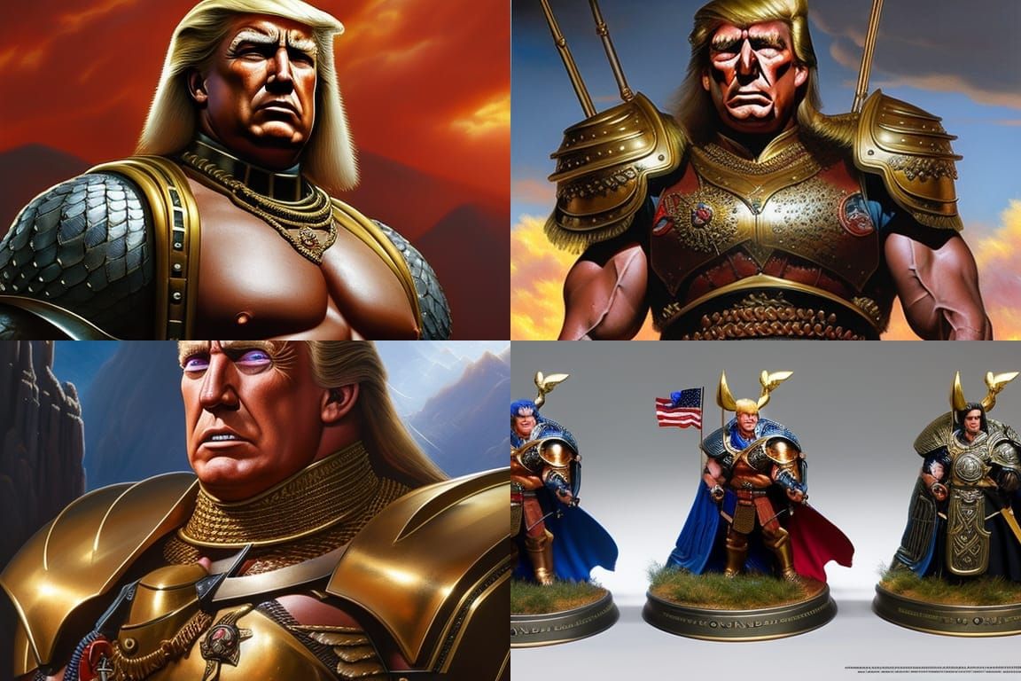 Warrior Portrait with Bronze Breastplate in Fantasy Art Styl...