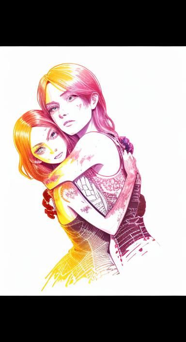 Zombiecore Pixel Art: Siblings Embrace in Bold Ink