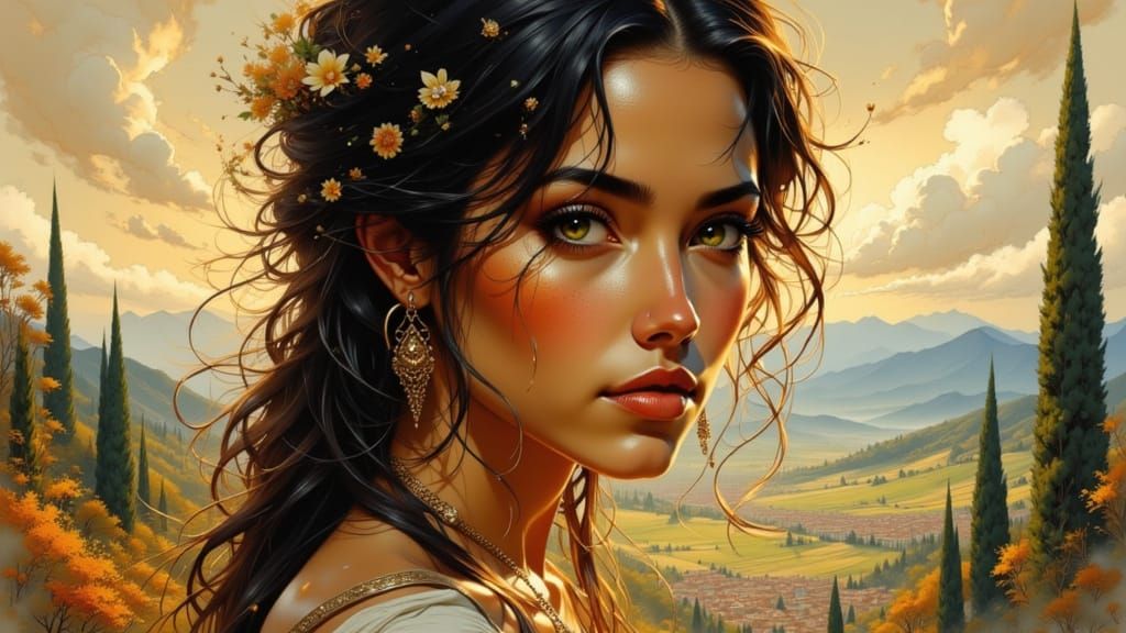 Tuscany Portrait Concept Art in Greg Rutkowski Style