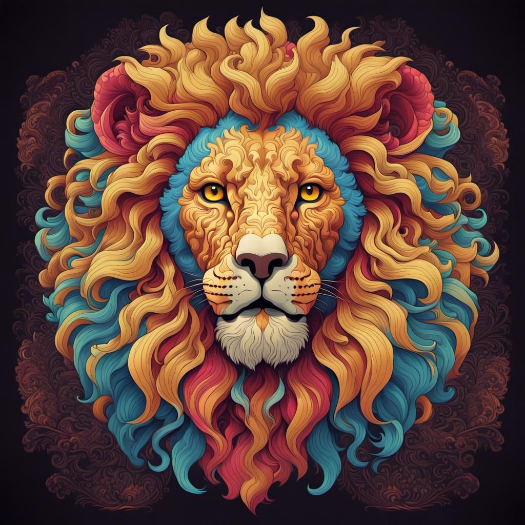 Baroque Lion in Pop Art Style, Digital Art