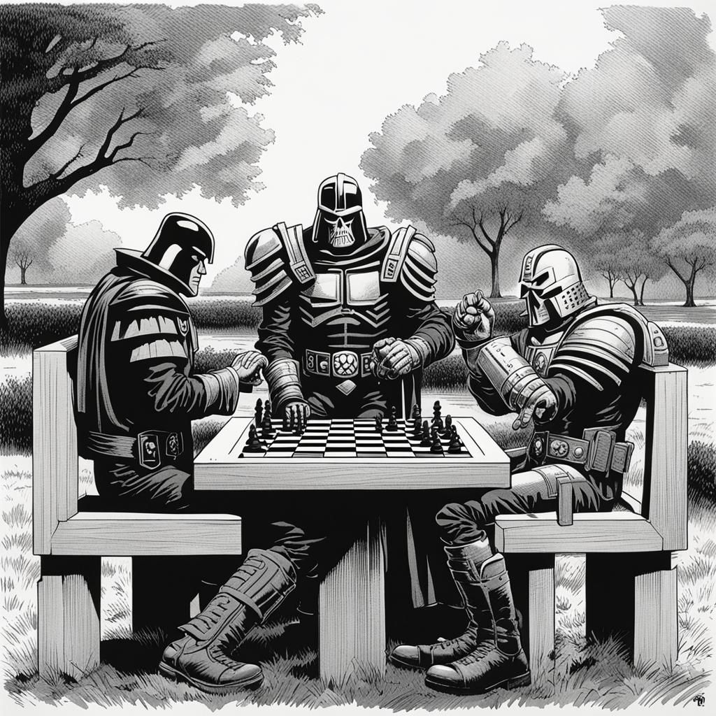 Judge Dredd and Judge Death Play Chess