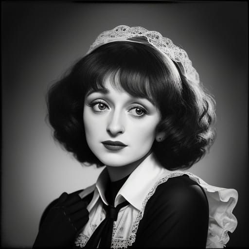 Elegant Edith Piaf in Black and White Portrait