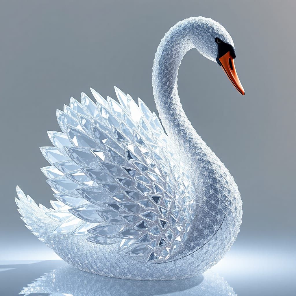 Diamond Swan in Art Deco Style