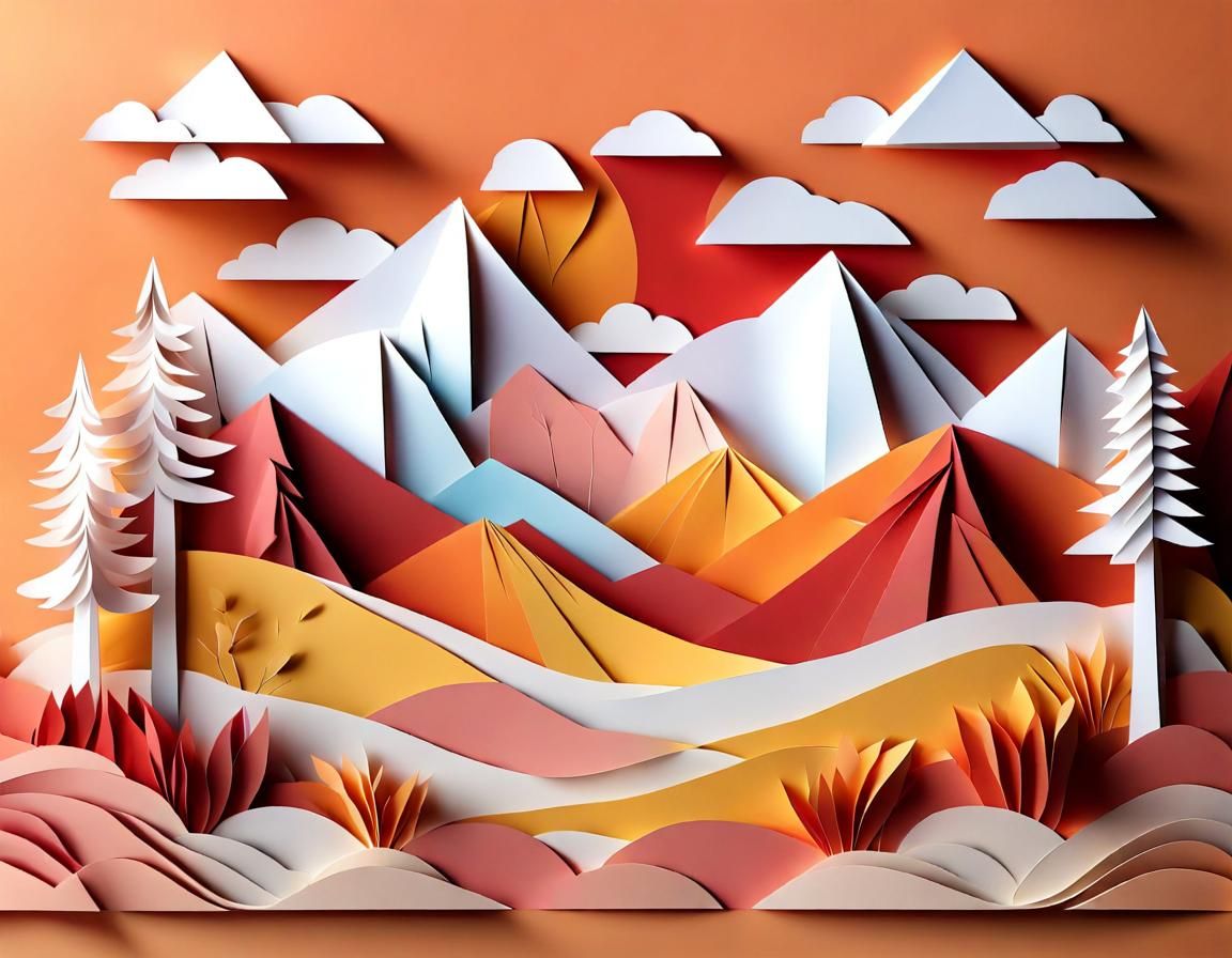 kirigami mountain landscape