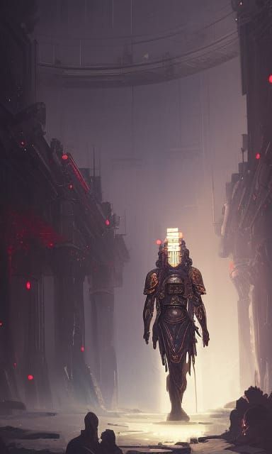 Cyberpunk Ancient Greek King in Dark Fantasy Style