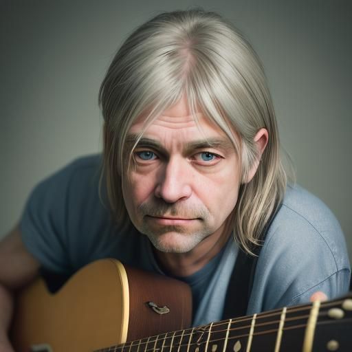 Old Man Kurt Cobain: Hyperrealistic Portrait