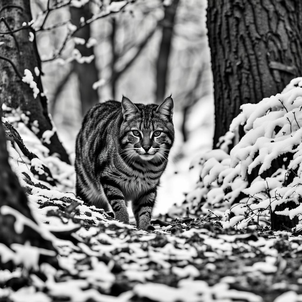 Camouflaged Scottish Wildcat in Street Art Style