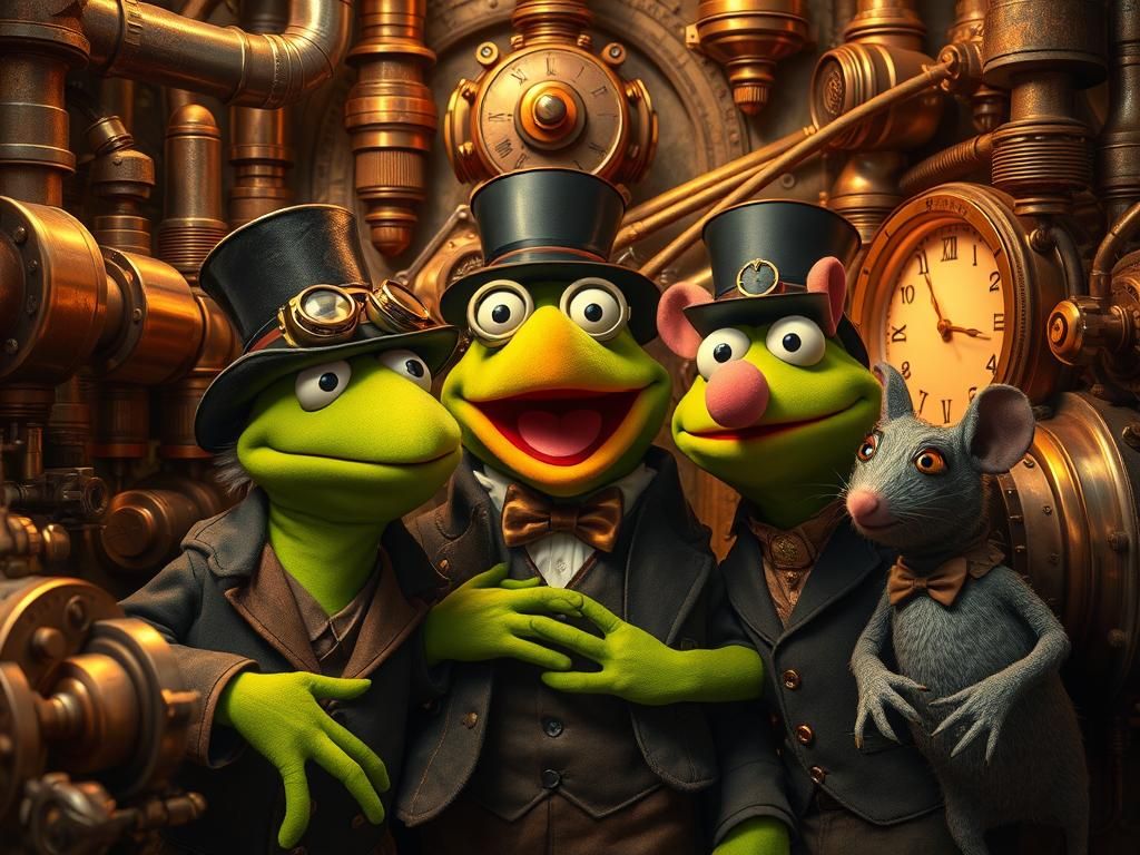 Steampunk Muppets in Intricate Engine Room