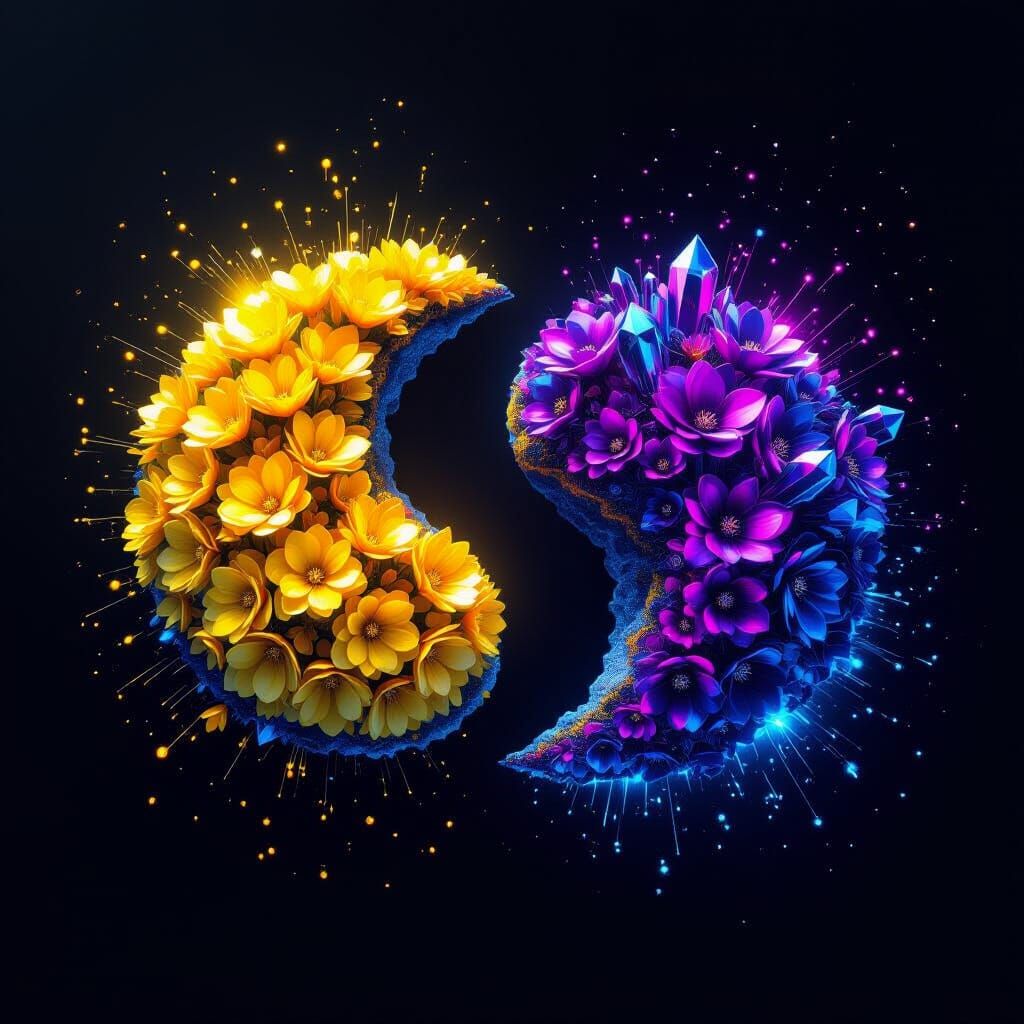 Yin-Yang Land Masses in Futuristic Digital Art