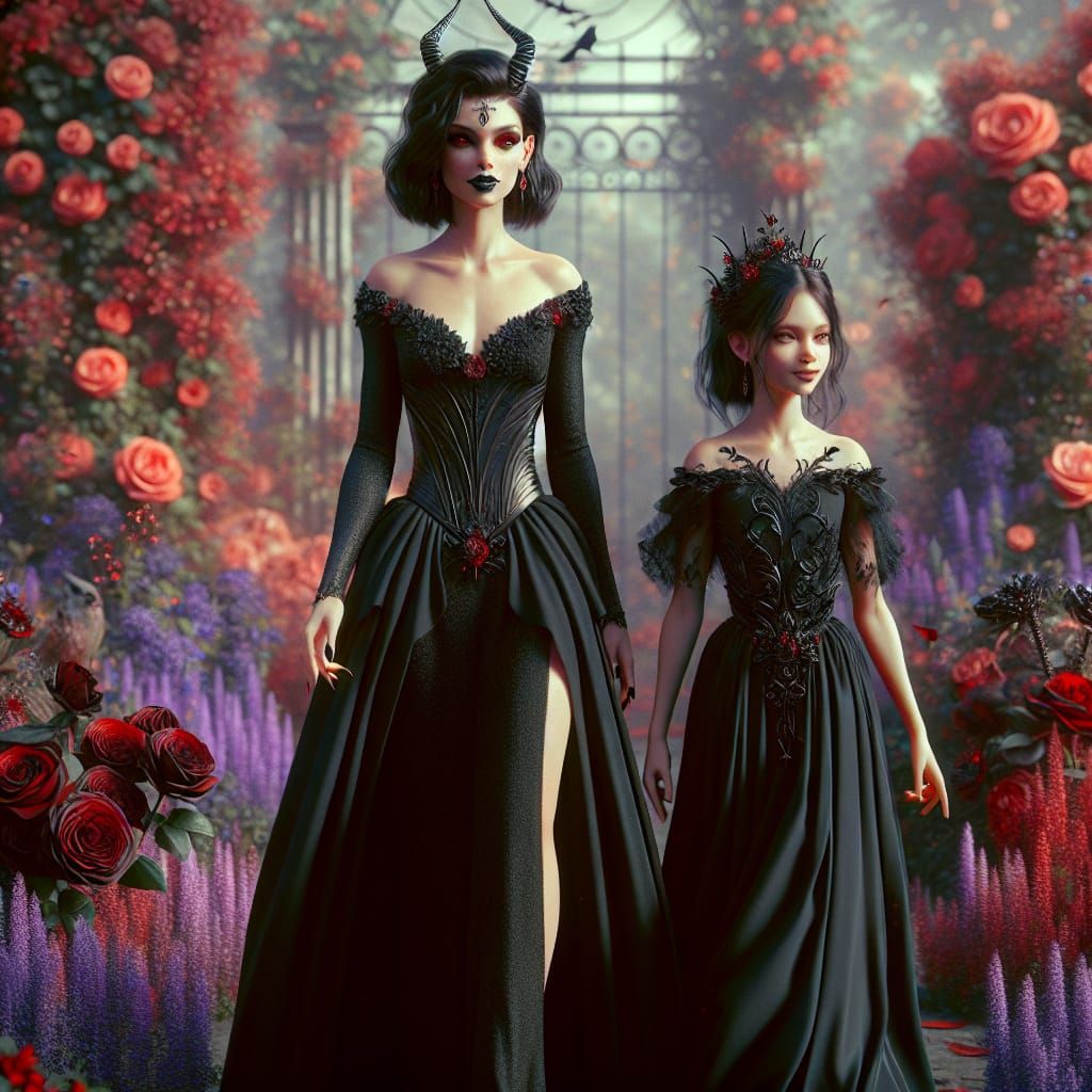 Underworld Queen and Princess in Infernal Garden