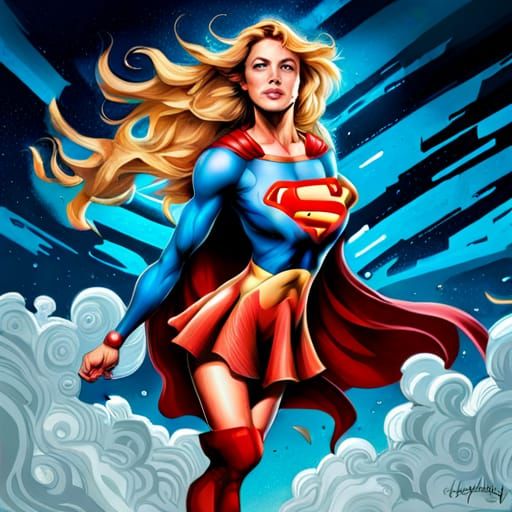 Supergirl Pinup in Graffiti Street Art Style