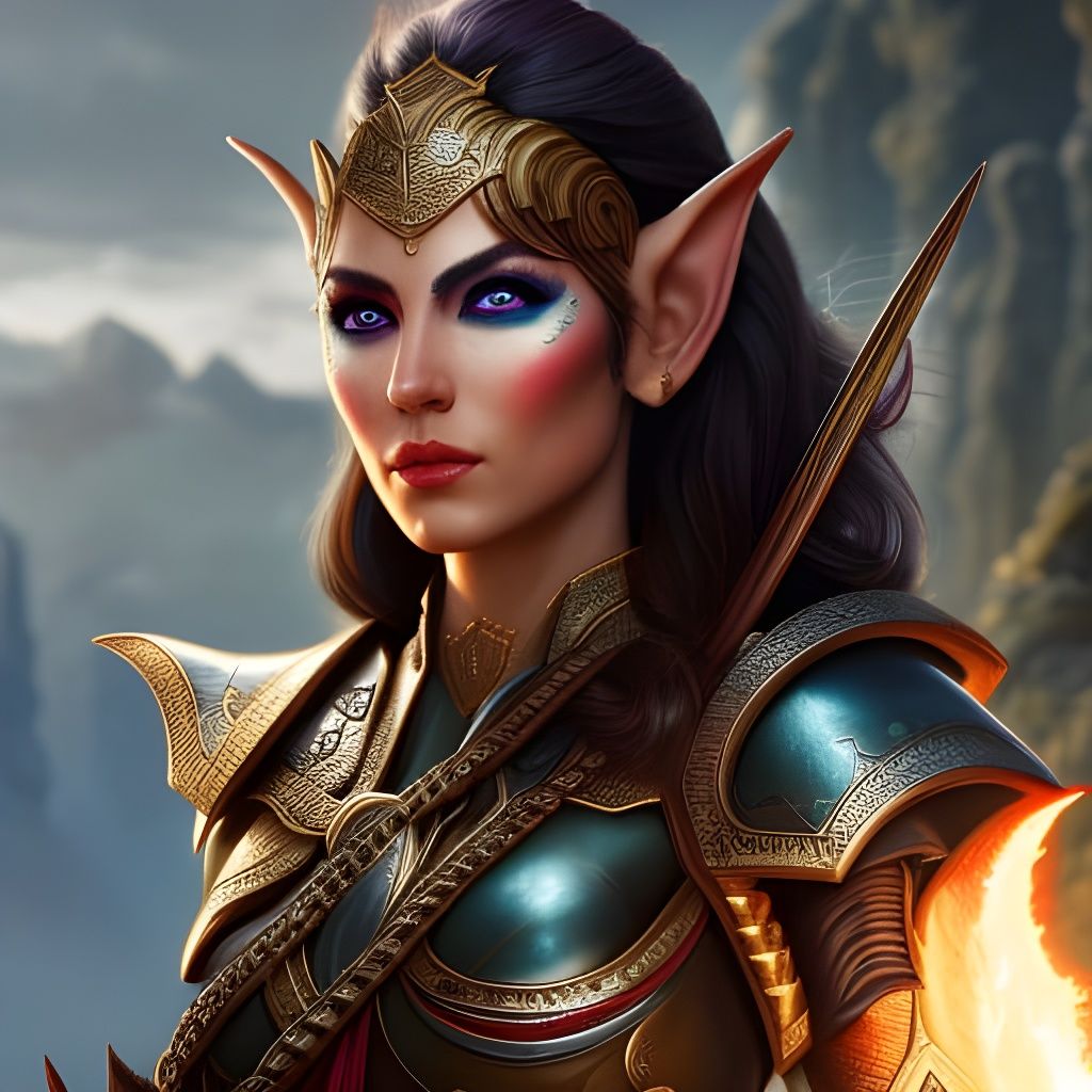 Warrior Elf Girl Portrait in Detailed Matte Painting