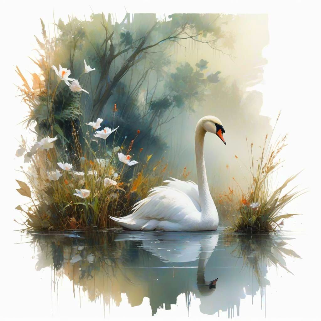 Serene Swan in Dawn's Gentle Light