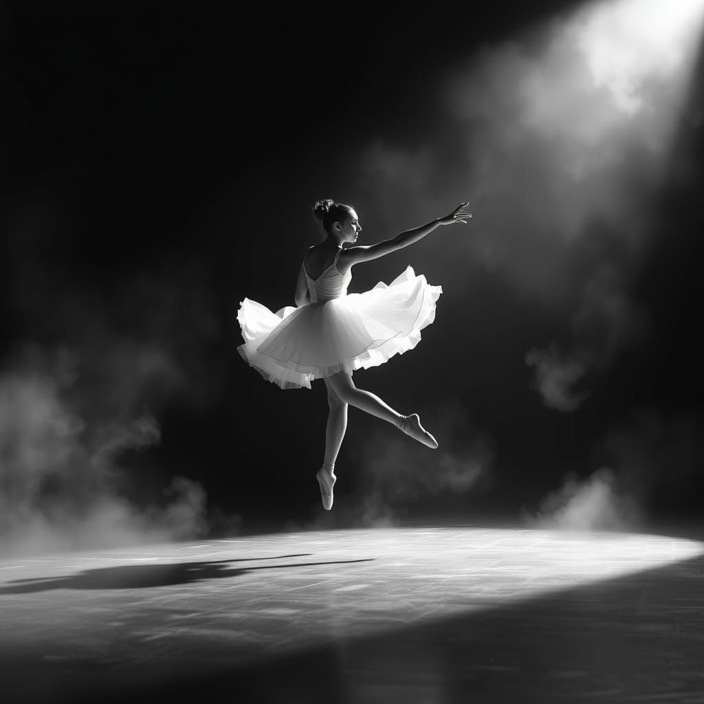 Ethereal Ballerina in Dramatic Spotlight