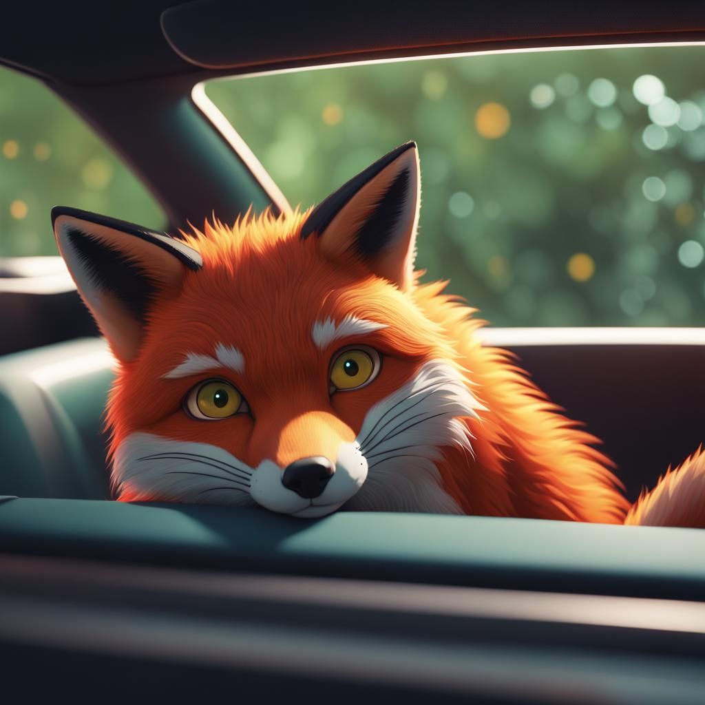 Kaleidoscopic Red Fox Portrait in Anime Style