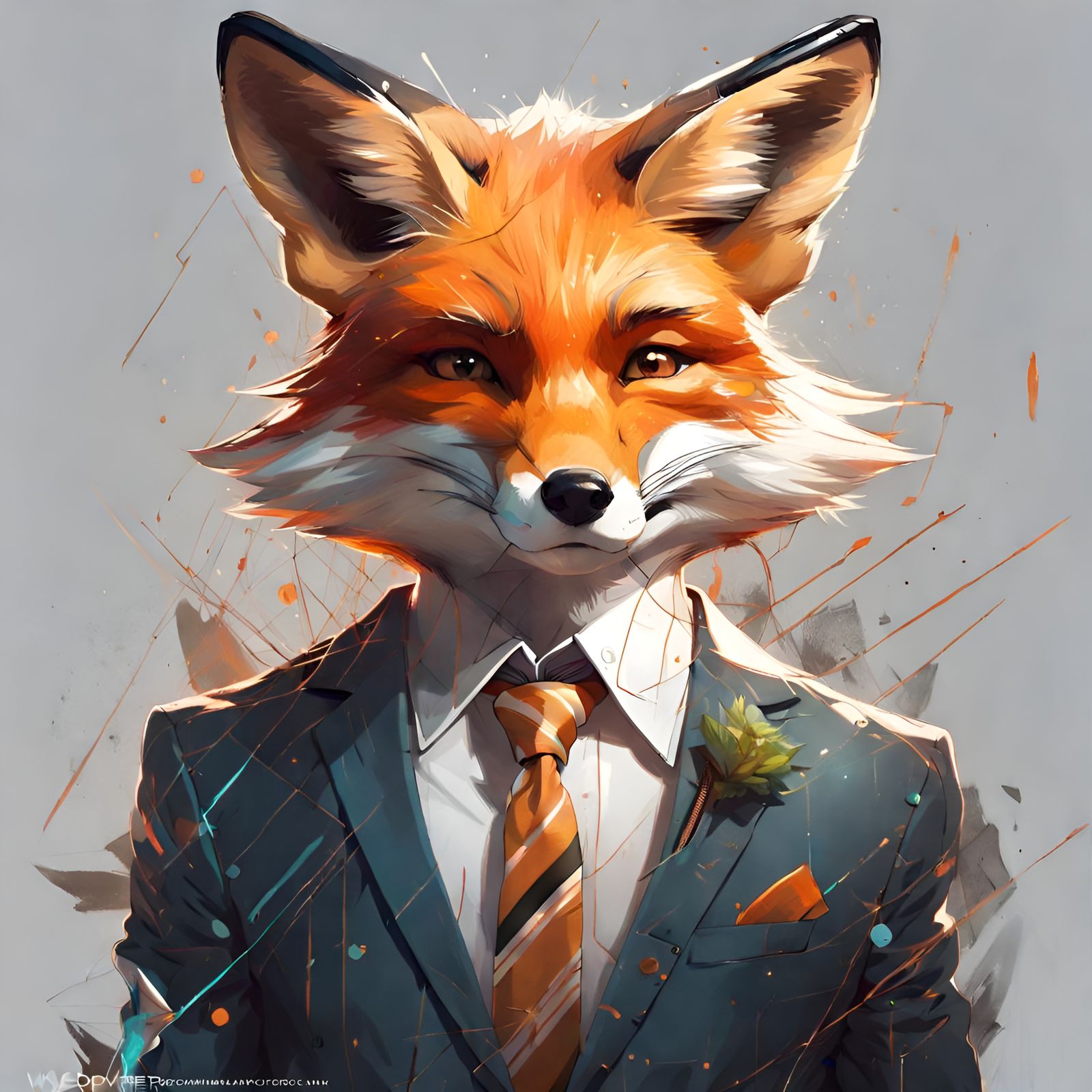 Fox Businessman Portrait in Detailed Digital Art Style