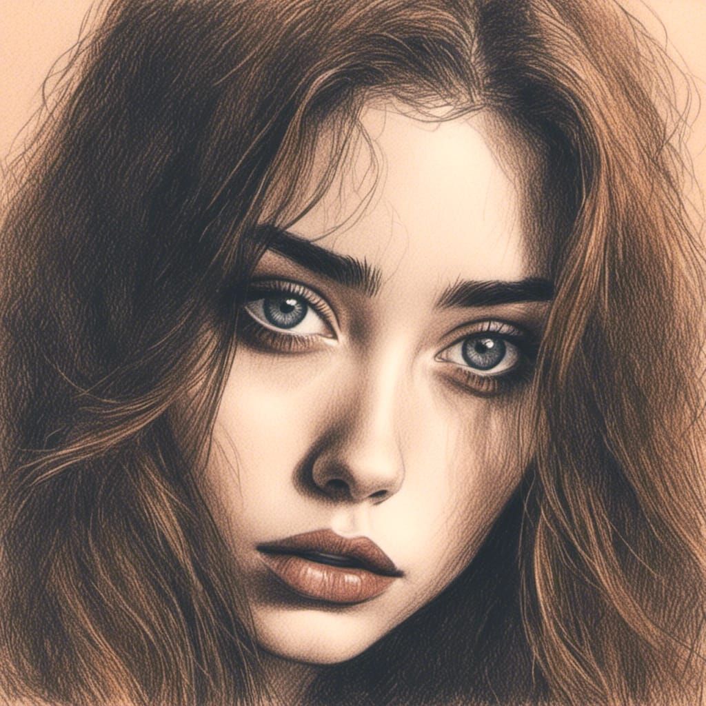 Pencil Sketch Portrait of a Young Woman