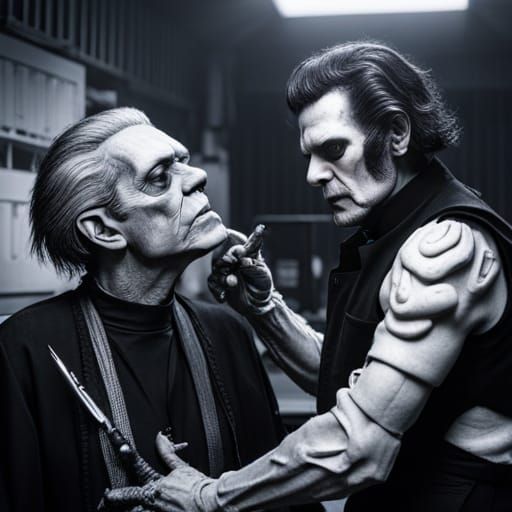 Frankenstein's Monster Creation in Giger Style