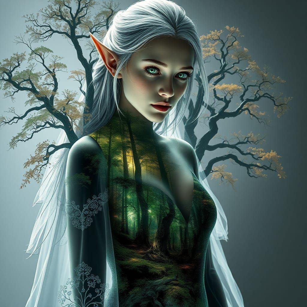 Ethereal Elf Portrait in Enchanted Forest Style