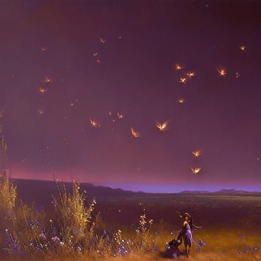 Moonlit Mischief: Dark Faeries in an Oil Painting