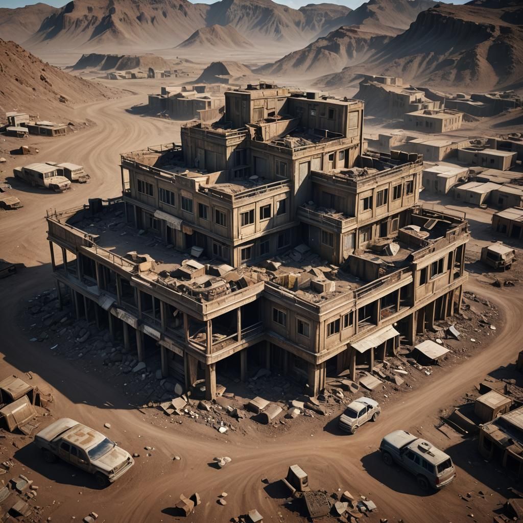 Surreal Juxtaposition: Luxury Hotel in Wasteland