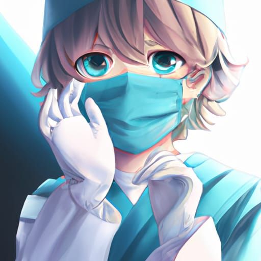 Surgical Nurse Illustration in Studio Ghibli Style