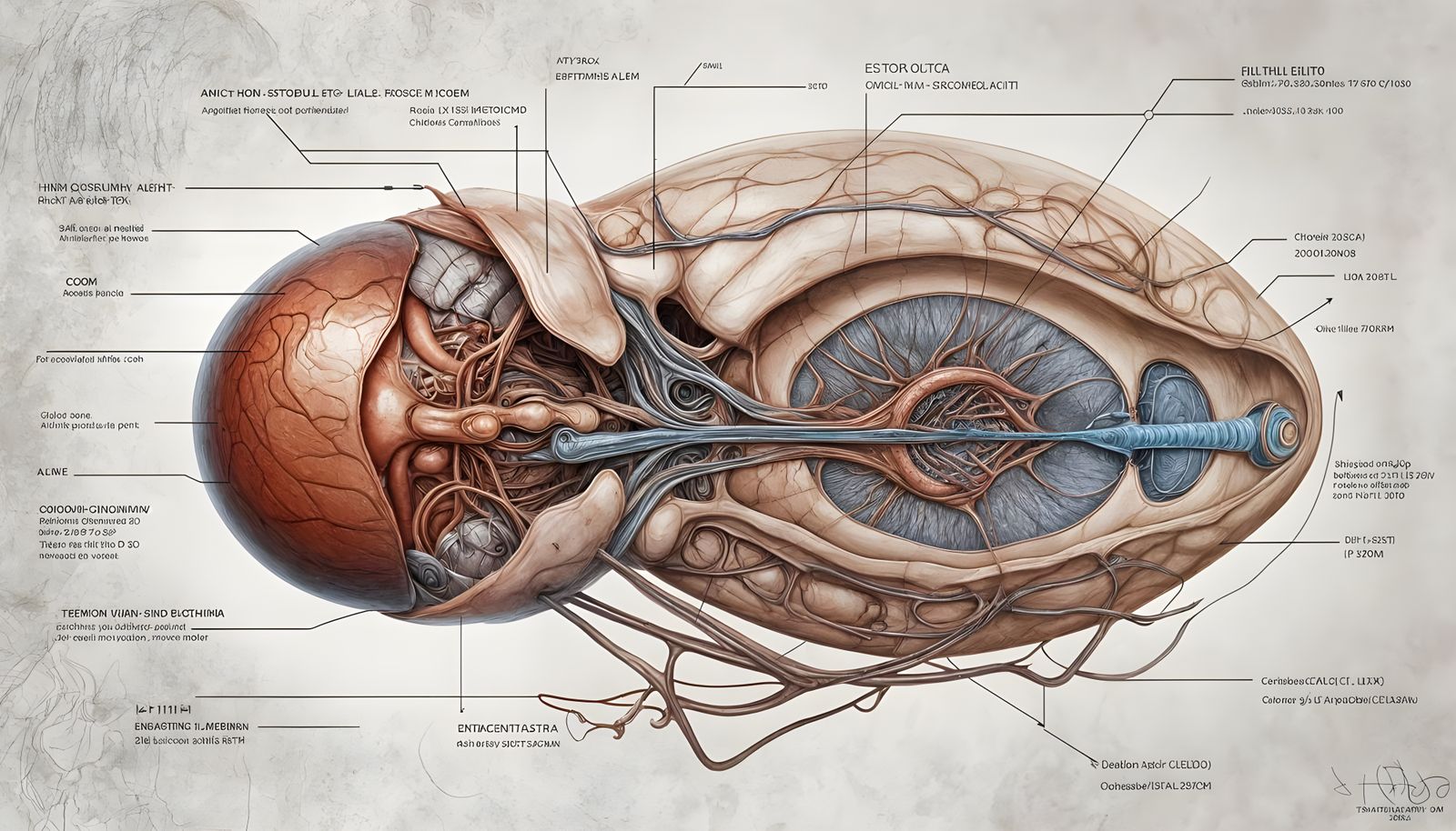 Alien Embryo Schematic on Textured Canvas