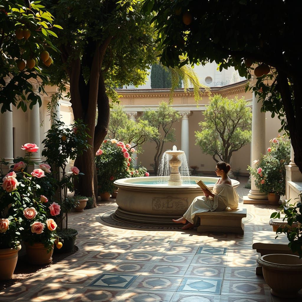 Ancient Roman Garden in Vermeer Style