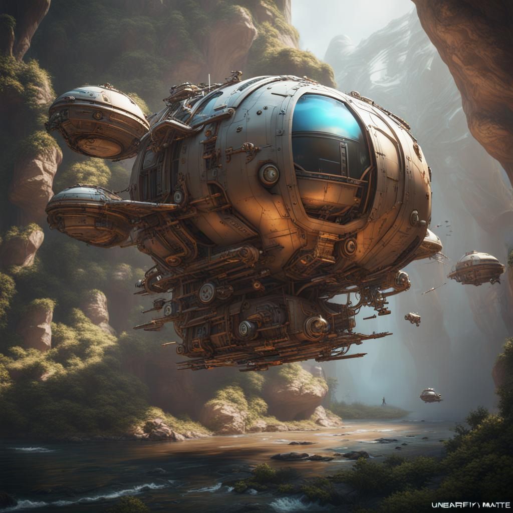 Intricate Antigravity Vehicle in Sci-Fi Concept Art