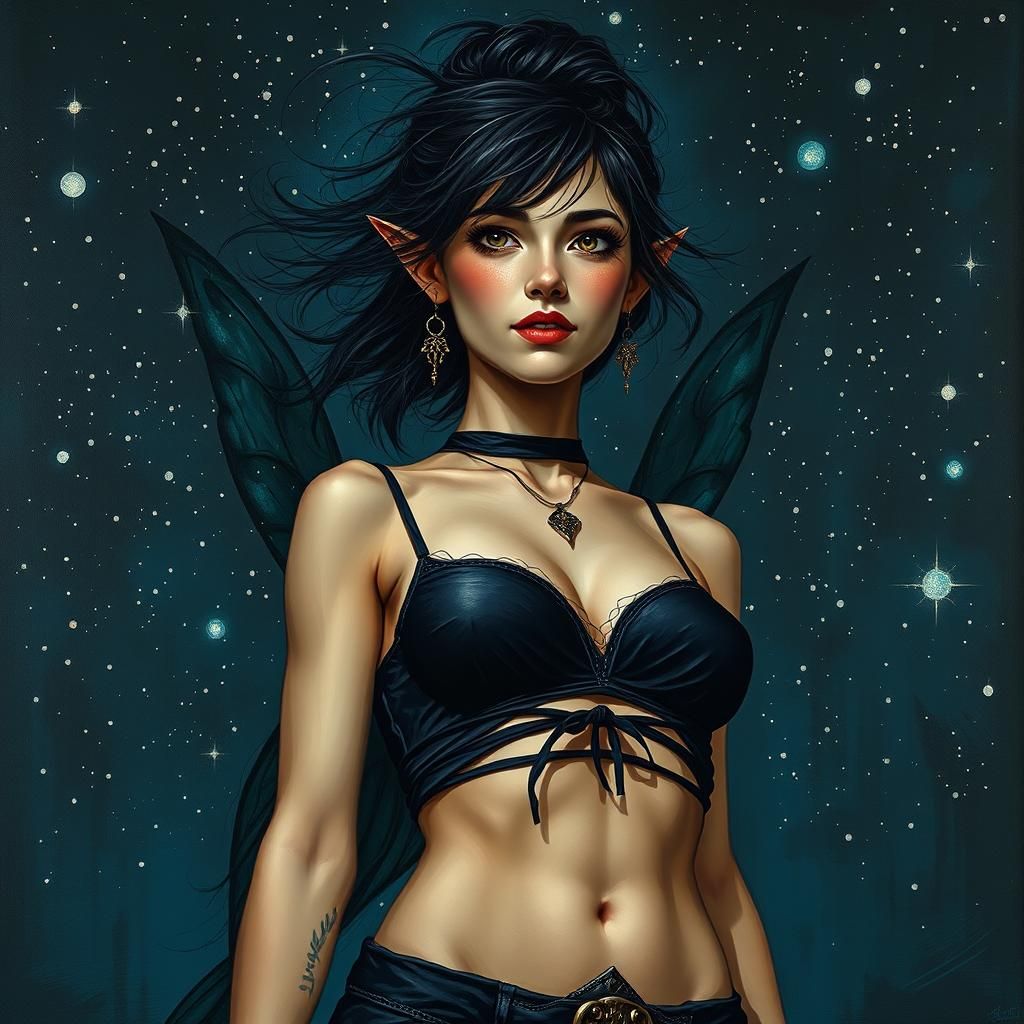 Fairy Elf Woman in Ethereal Art Deco Style