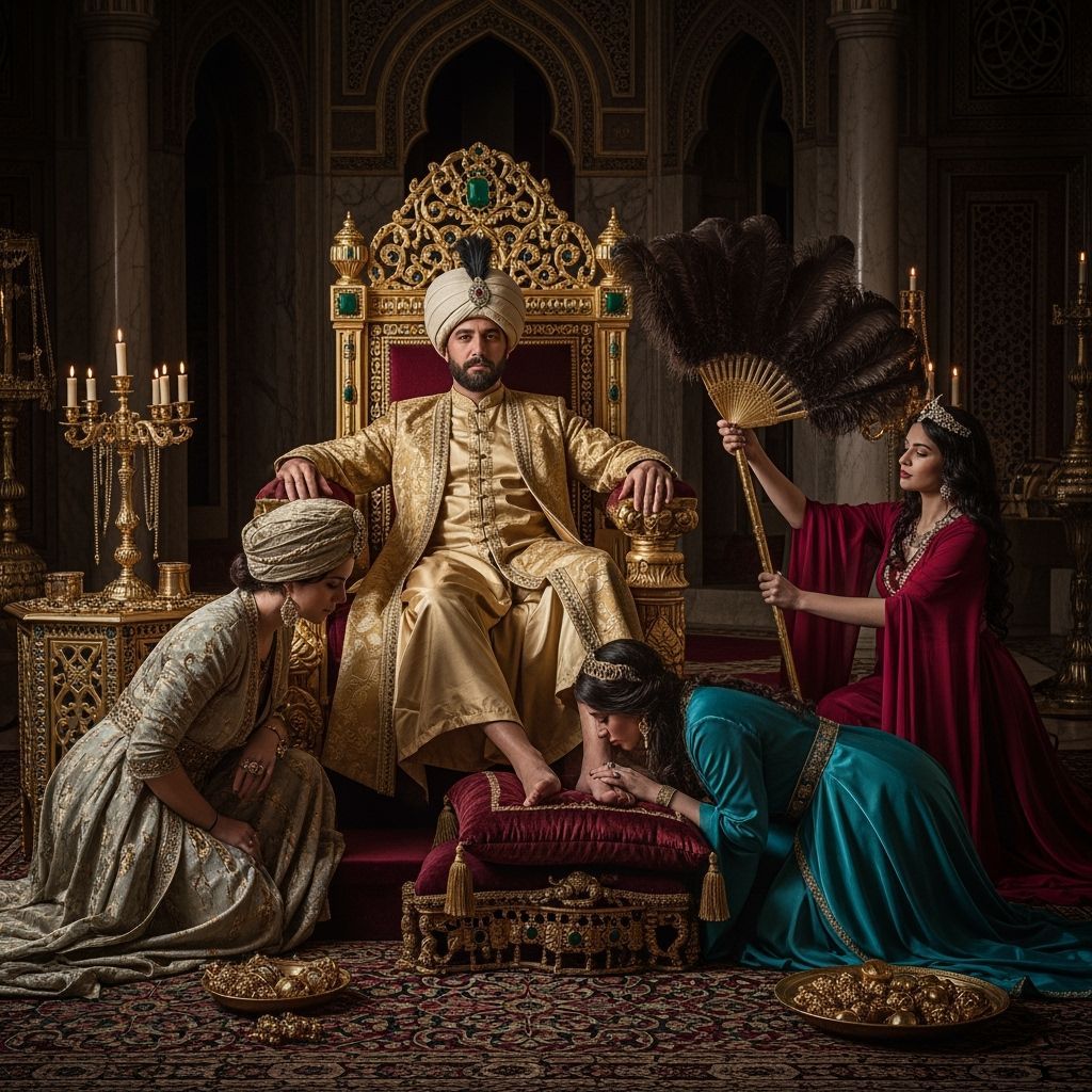 Ottoman Sultan Lounging on Jeweled Throne