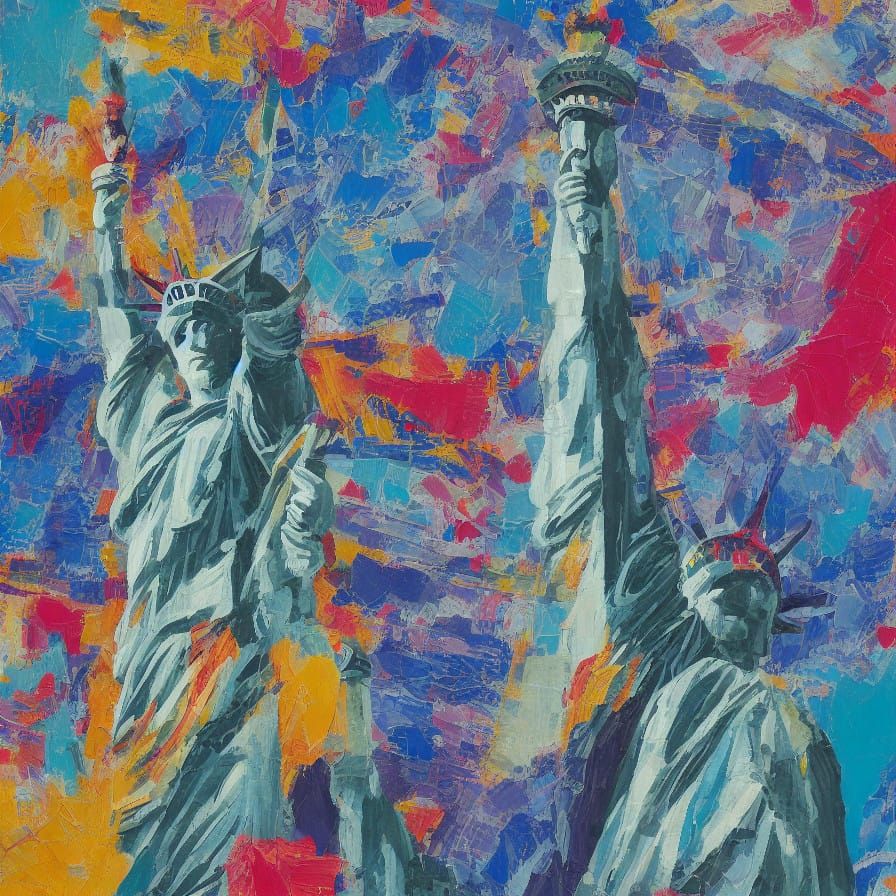 Cubist Statue of Liberty in Despair