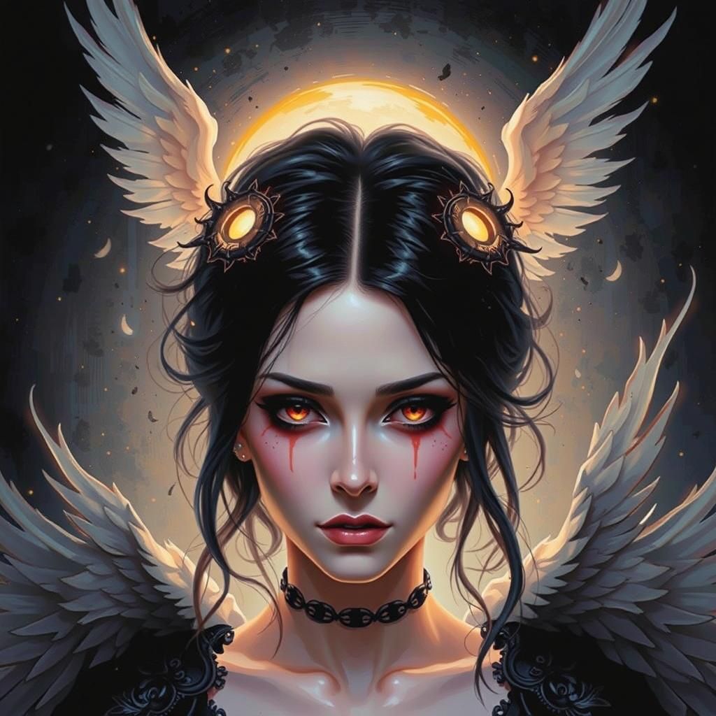 (Very detailed extreme closeup photorealistic:1.01) of (goth...