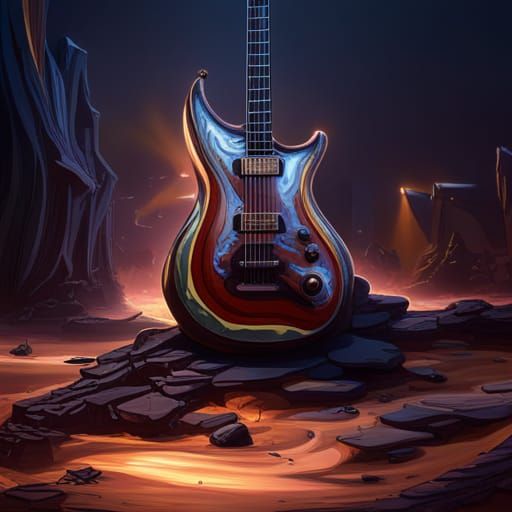 Fantastical Guitar in Detailed Matte Painting