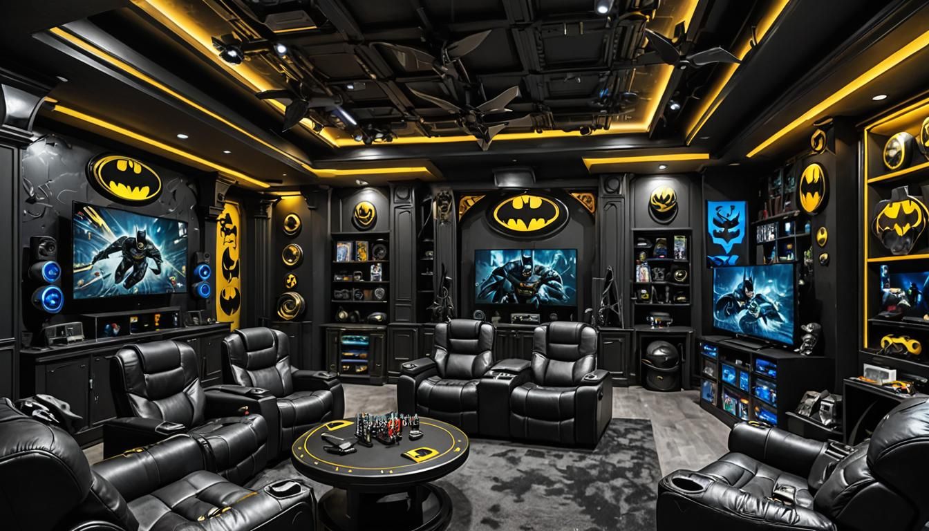 High-Tech Batman Man Cave with Gaming and VR
