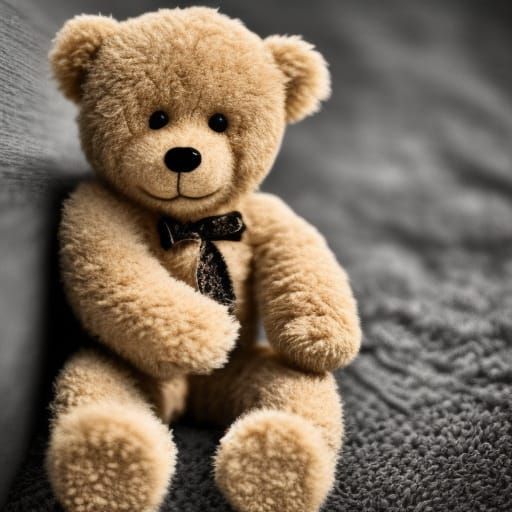 Hyperrealistic Baby Teddy Bear in Sharp Focus