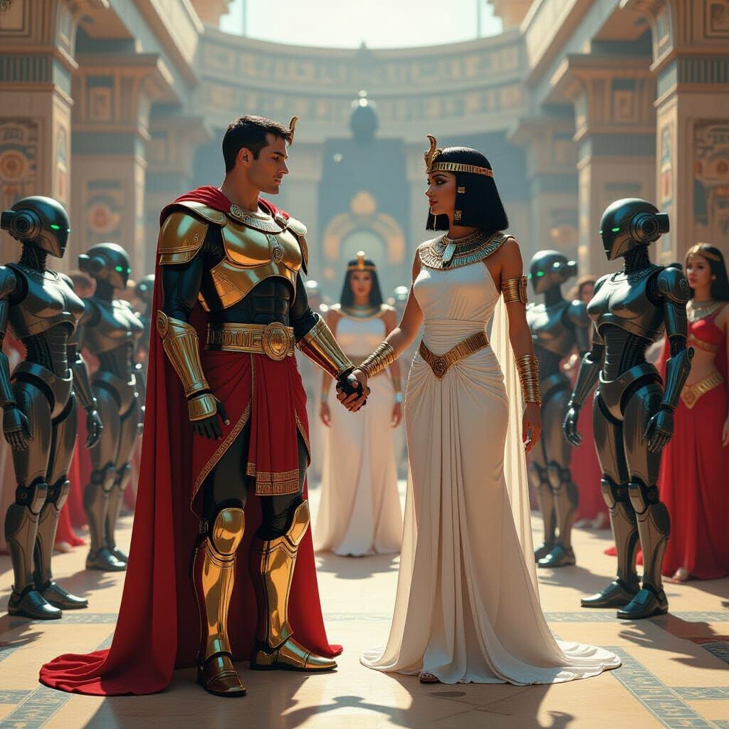 Caesar and Cleopatra with Dancing Robots