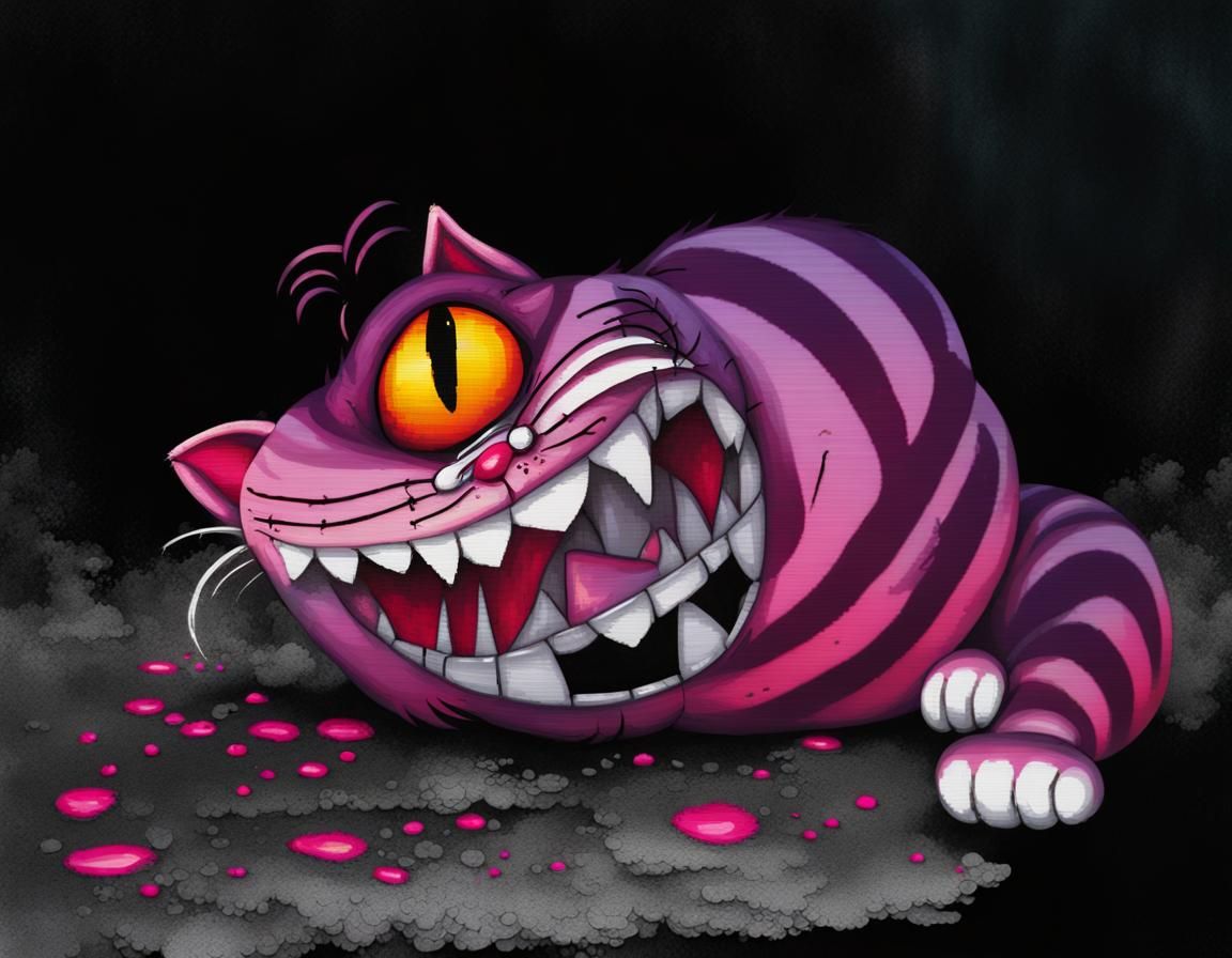 Colorful Cheshire Cat Cross Stitch Graffiti Art