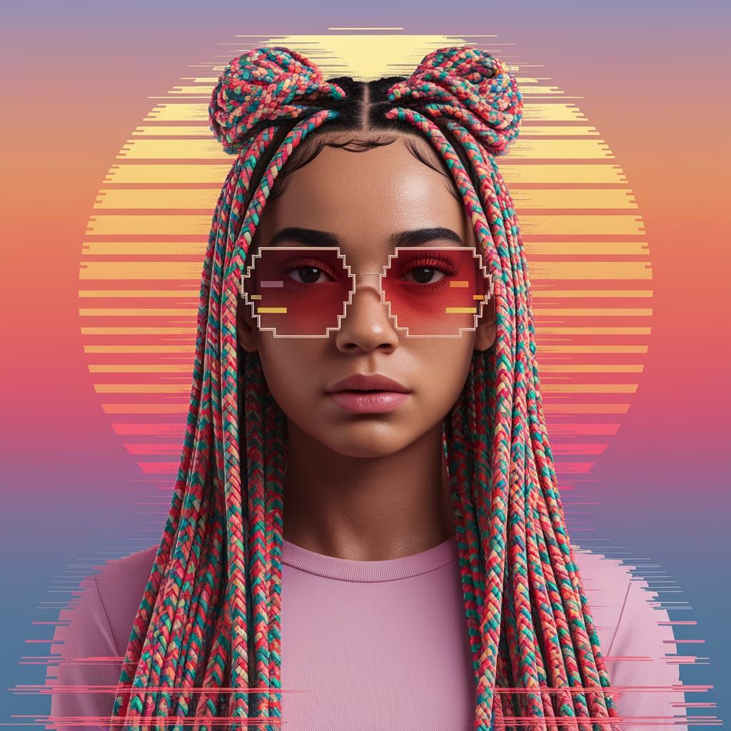 Glitch Effect Portrait with Sunset Hues