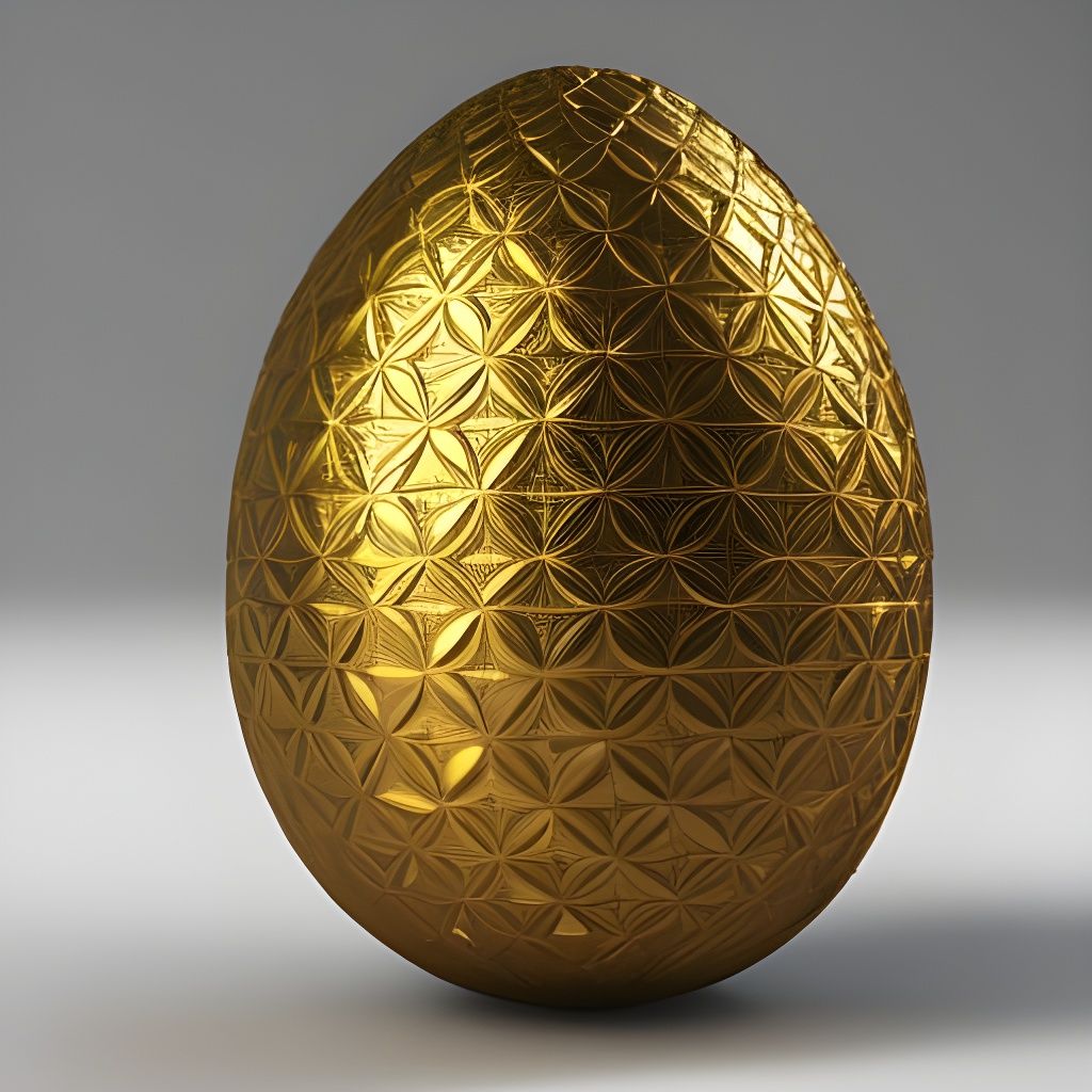 Ornate Golden Egg with Amber Inlay in 3D