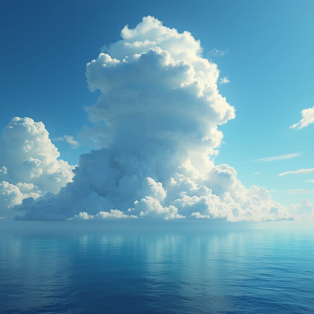 Human-Shaped Cloud Formation over Tranquil Ocean