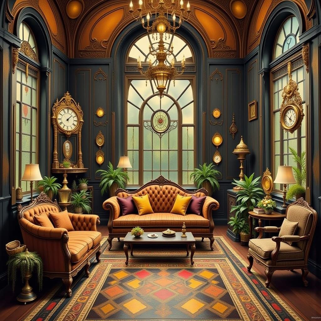 Art Deco Victorian Sitting Room With Gothic Surrealism
