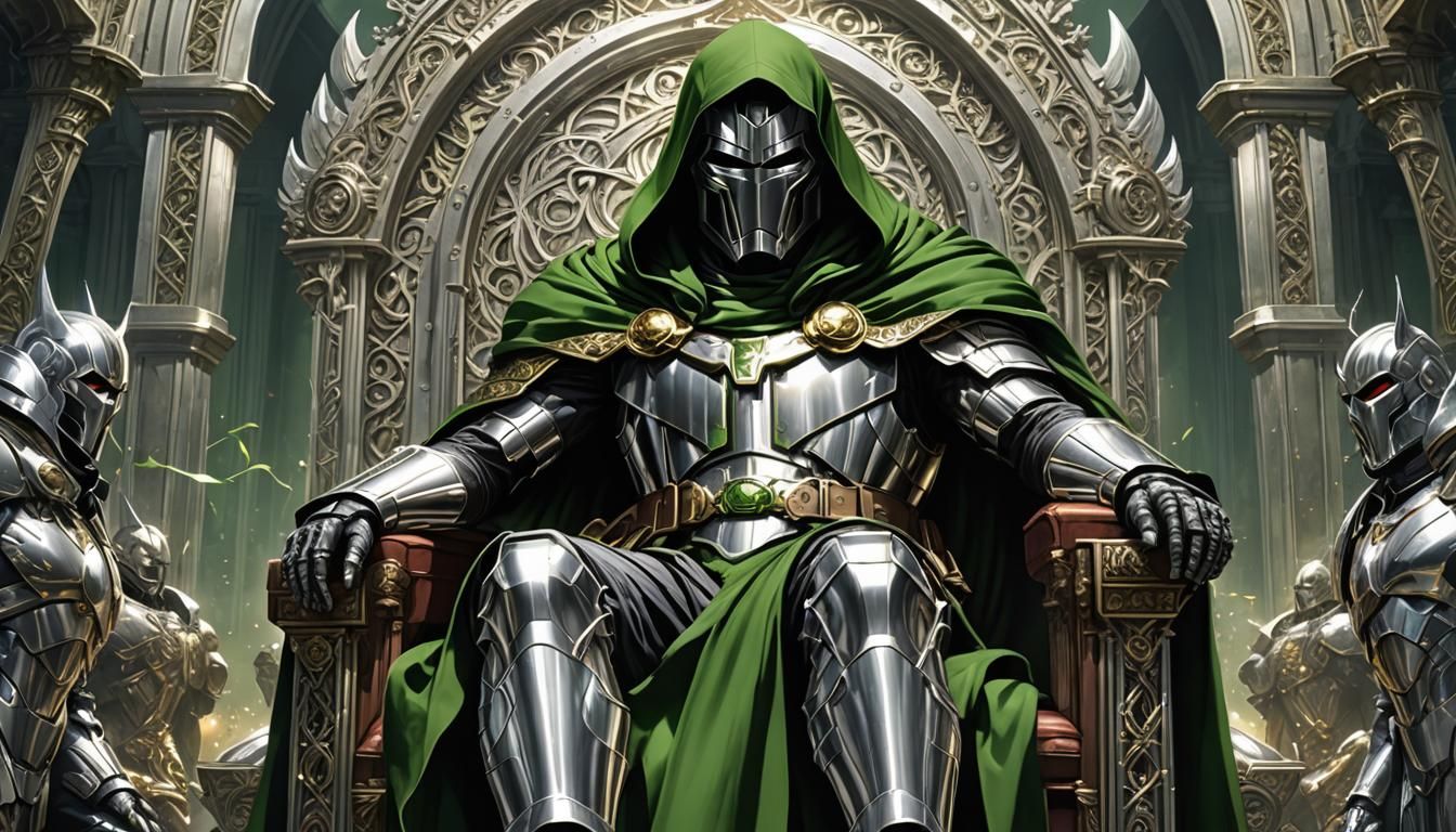 Anime Dr. Doom on Elaborate Throne