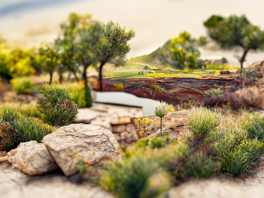 Photorealistic Landscape Vista in Private Press Style